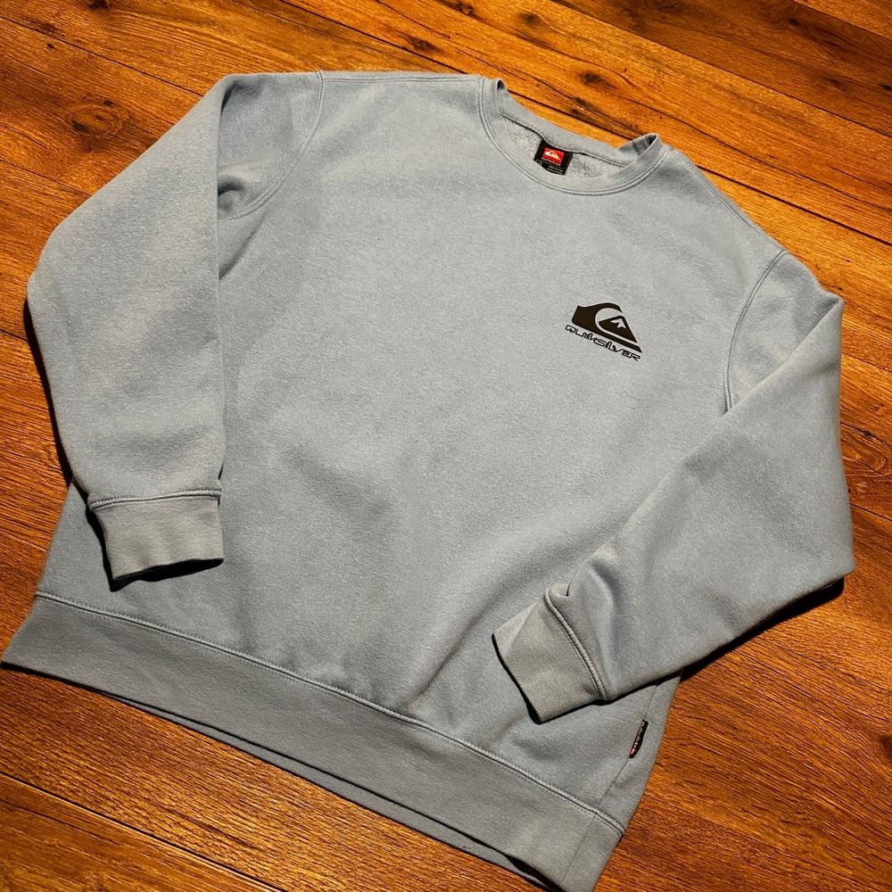 Y2K Quiksilver Light Blue Crewneck Sweatshirt Mens Medium